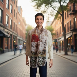 Khăn đũi dài tơ tằm Tuổi xuân nâu Hoàng Ngọc 45*180 cm